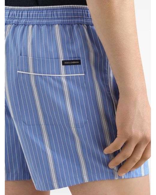 Dolce & Gabbana Blue Striped Pocket Shorts for men