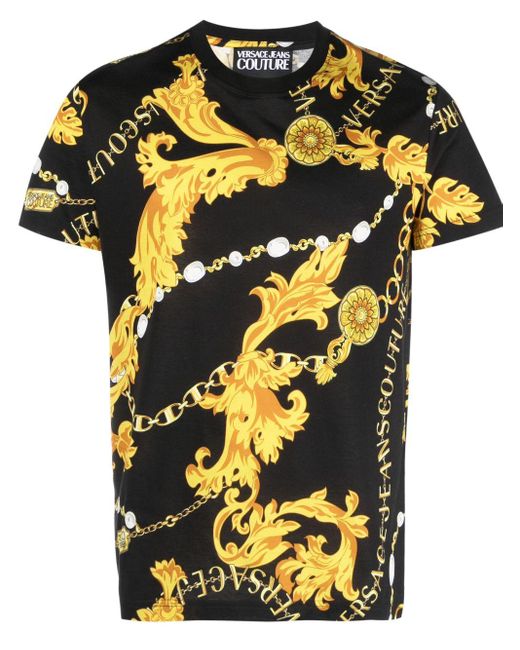 Versace Black Chain Couture T-shirt for men