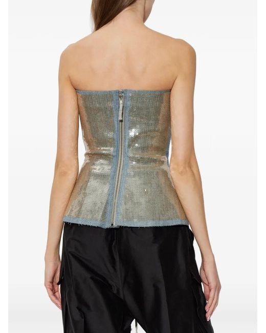 Rick Owens Gray Sequin Panelled Top