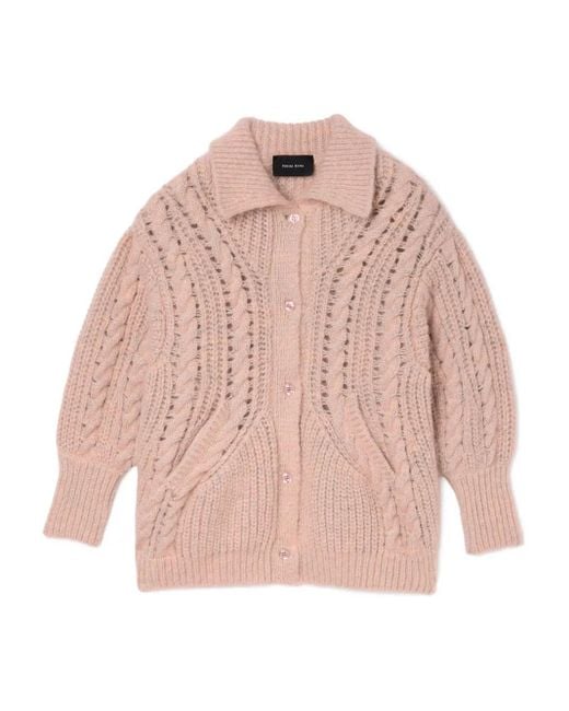 Simone Rocha Pink Cable-Knit Button Cardigan