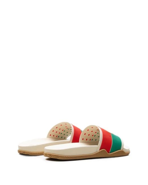Gucci White Interlocking G Slides
