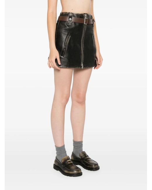 Prada Black Leather Mini Skirt