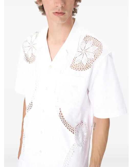 MARINE SERRE White Linen Bowling Shirt for men