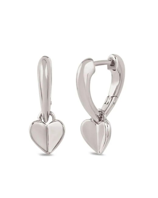 Dinny Hall White Folded Heart Hoops