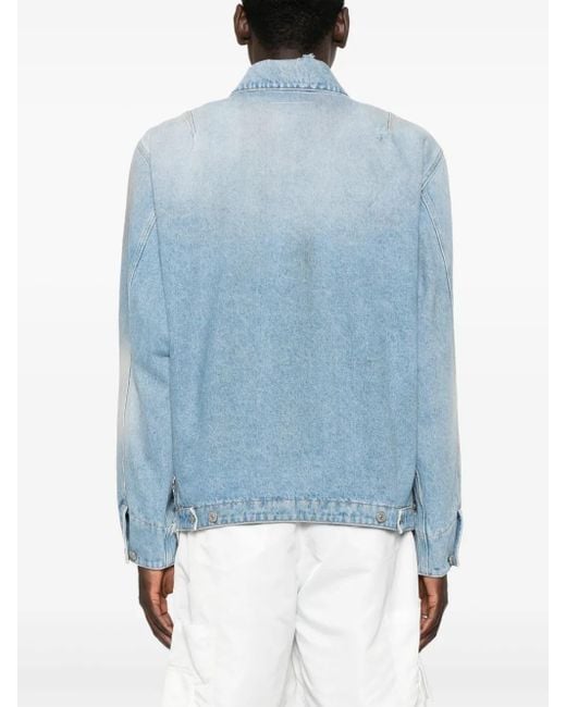 MM6 by Maison Margiela Blue Distressed Light Sky Denim Jacket for men