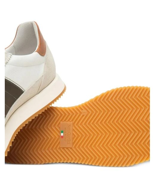 Nero Giardini White Striped-Detail Panelled Sneakers for men