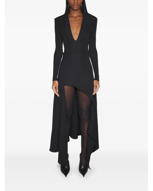 Mugler Black Asymmetrischer Body mit Kapuze
