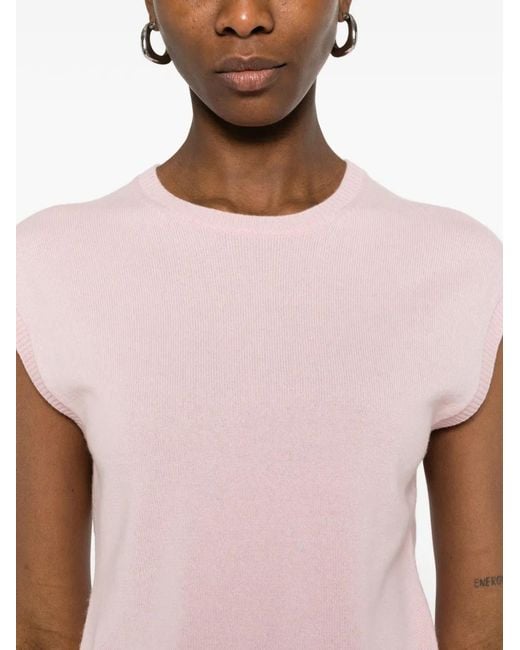 Bompard Pink Ribbed Sleeveless Top