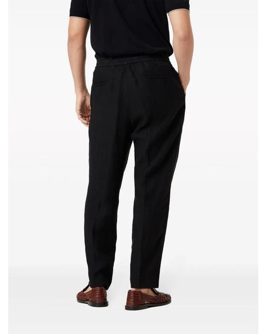 Brunello Cucinelli Black Linen Trousers for men