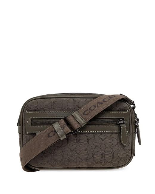 メンズ COACH モノグラム メッセンジャーバッグ Green