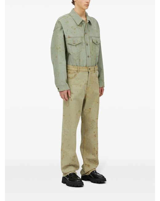 MSGM Green Stained Denim Jacket for men