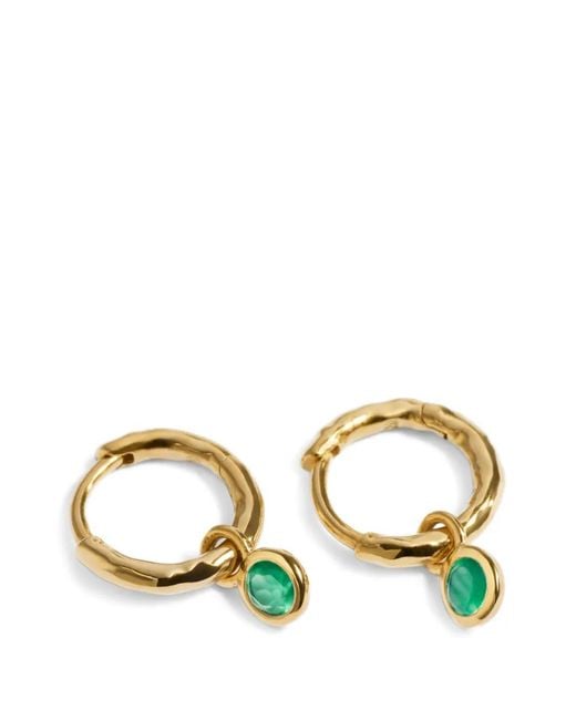 Monica Vinader Metallic Onyx-Pendant Hoop Earrings