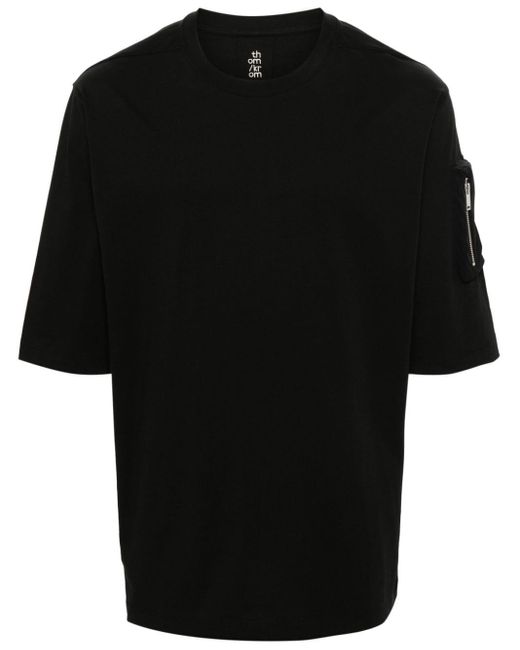 Thom Krom Black Sleeve-pocket Cotton T-shirt for men