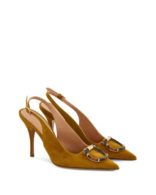 Ferragamo Metallic 95Mm Gancini Slingback Pumps