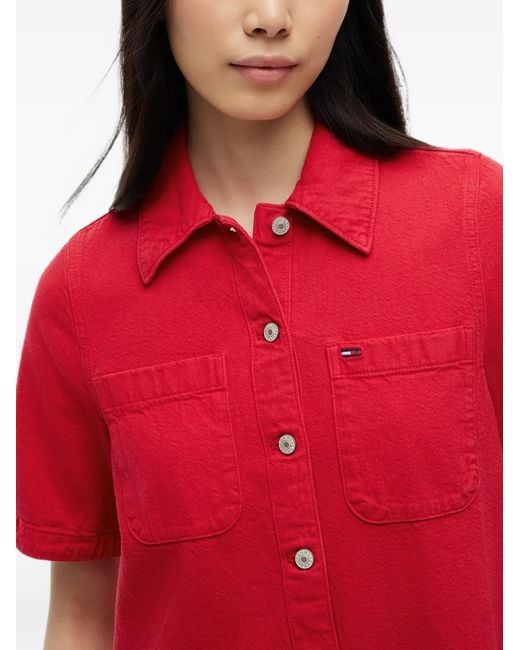 Tommy Hilfiger Red Short-Sleeve Shirt Mini Dress