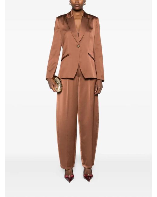 Imperial Brown Pleated Tapered Trousers