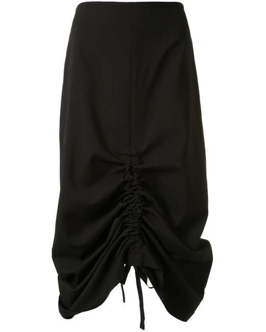 Goen.J Black Ruched Midi Skirt
