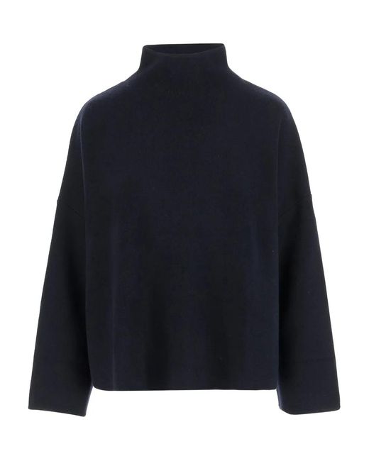 Allude Blue High-Neck Long-Sleeves Sweater