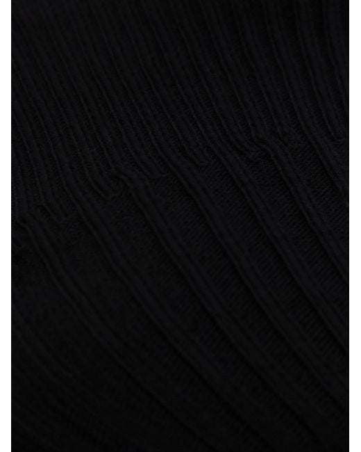 Cult Gaia Black Ribbed-Knit T-Shirt