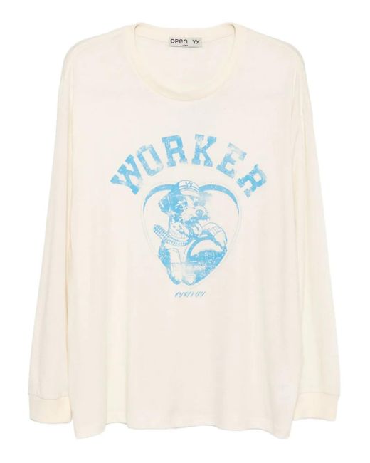 OPEN YY Blue Graphic-Print T-Shirt
