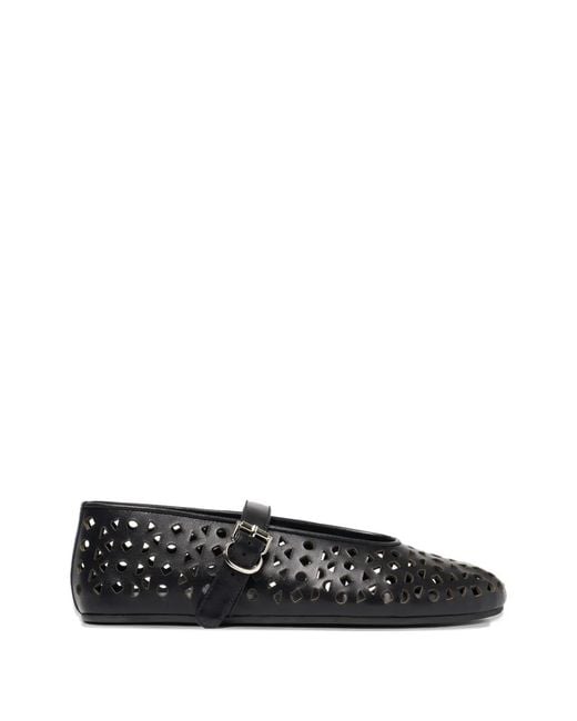 Scarosso Black Evelyn Perforated Ballet Flats