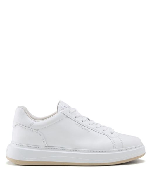 Woolrich White Classic Arrow Leather Sneakers for men
