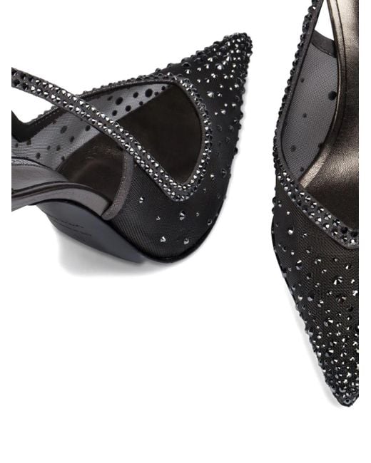 Le Silla Gray 100Mm Nicole Crystal-Embellished Slingback Pumps