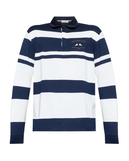 Paul & Shark Blue Long-Sleeve Polo Shirt for men
