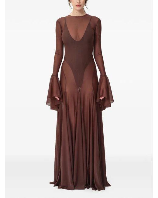 Concepto Purple Sienna Flared-Sleeve Maxi Dress