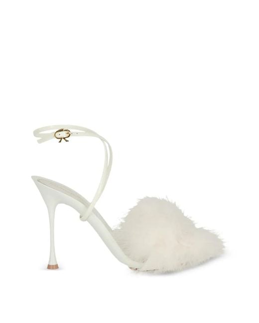 Gianvito Rossi White Feathered-Strap Sandals