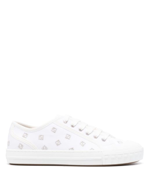 Fendi Domino Sneakers Met Ff Patroon in het White