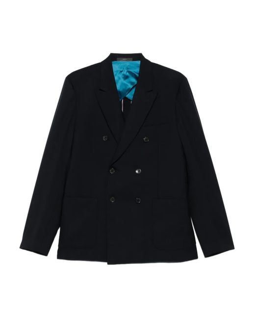 Paul Smith Blue Double-Breasted Patch-Pocket Blazer for men