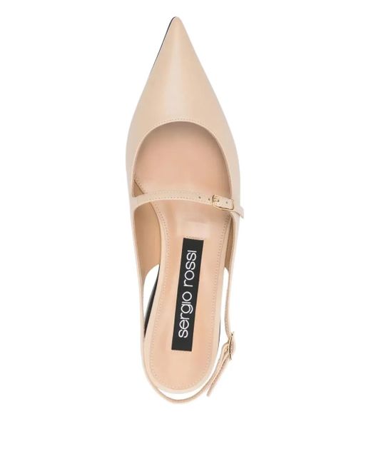 Sergio Rossi White Pointed Slingback Ballet Flats