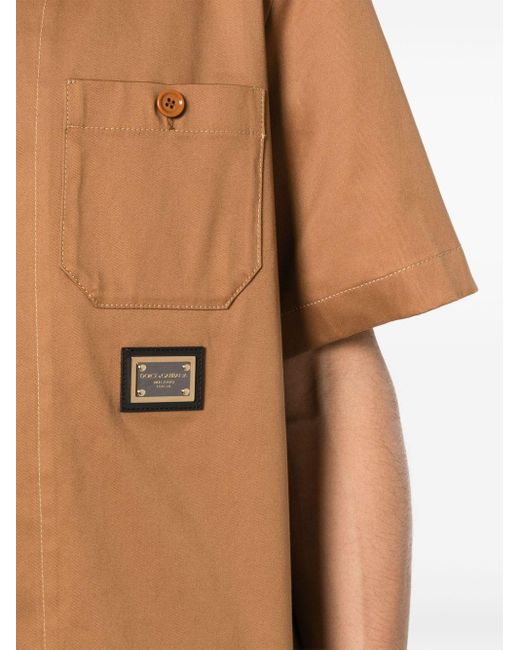 Dolce & Gabbana Brown Logo-plaque Short-sleeved Shirt for men