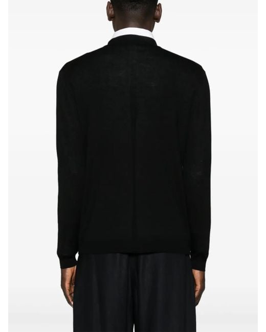 Low Brand Black Fine-Knit Sweater for men
