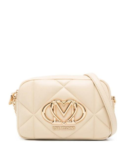 Love Moschino Natural Quilted Logo Crossbody Bag
