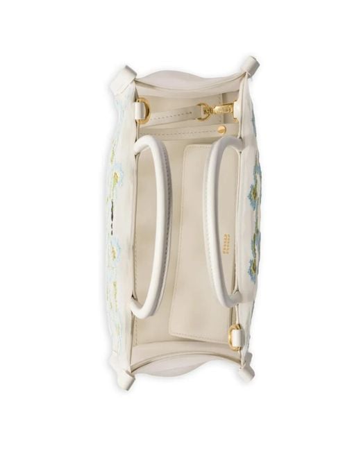 Miu Miu White Embroidered Mesh Top-Handle Bag