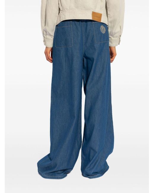 Pantalones anchos de talle alto Emporio Armani de color Blue