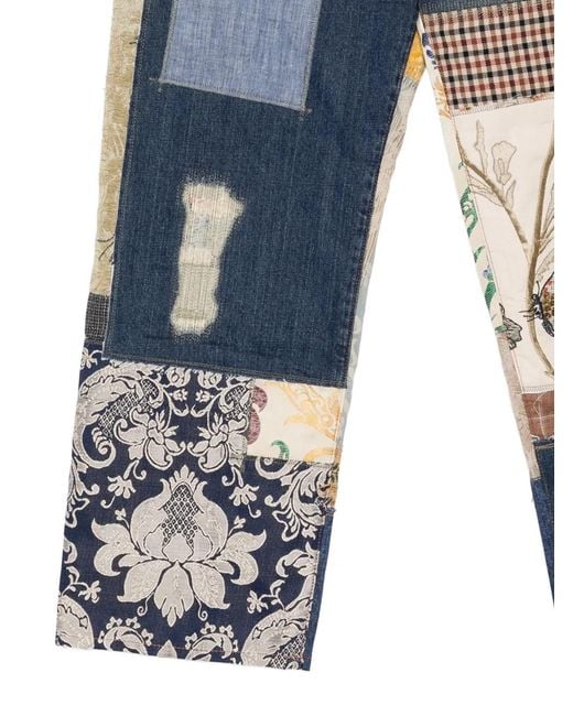 Junya Watanabe Blue Patchwork Distressed Jeans for men