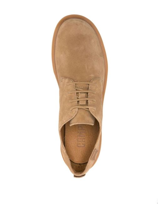 Camper Brown Wagon Logo-patch Suede Derby Shoes for men