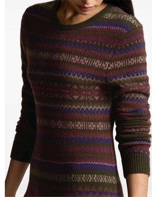 Polo Ralph Lauren Purple Fair Isle-Pattern Midi Dress