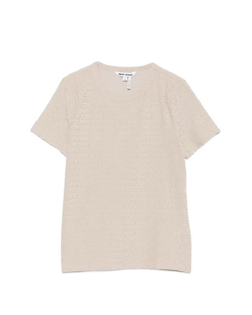 DKNY White Logo-Patterned T-Shirt