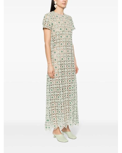 LaDoubleJ Green Macramé Swing Dress