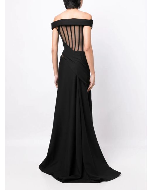 Monse Black Off-Shoulder Corset Gown