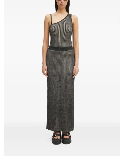 Samsøe & Samsøe Gray Striped One-Shoulder Top