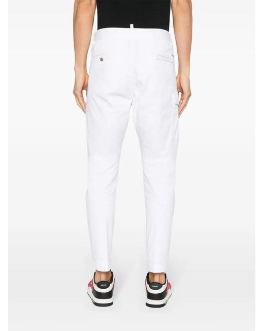 DSquared² White Tapered Cargo Trousers for men