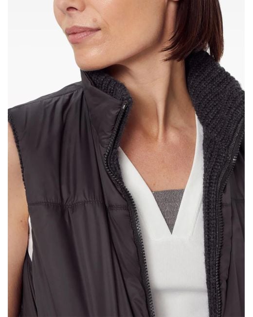 Brunello Cucinelli Blue Reversible Padded Zip-Up Gilet