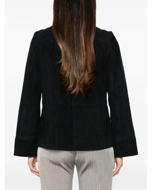 Forte_forte Black Veste En Daim À Col Mao