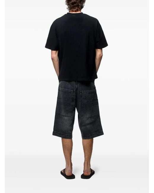 GODMADE Blue Washed-Effect Logo-Print Shorts for men