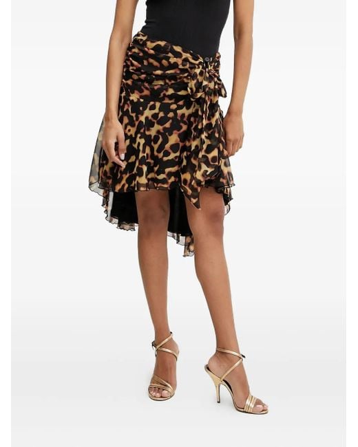 Falda con estampado de leopardo y volantes Silvian Heach de color Black